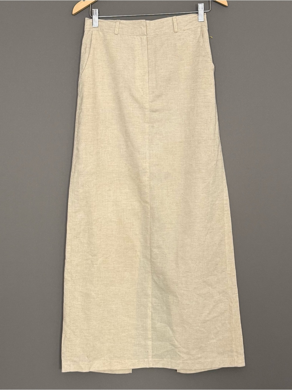 Moon River Linen Blend Maxi Column Skirt Women’s Beige Size M Minimalist